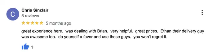 Copper State Flooring Review from C. Sinclair on Google Business.