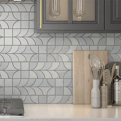 Tile backsplash in a kitchen. CSF offers tile backsplash from Daltile, Monterrey, Emser and more.