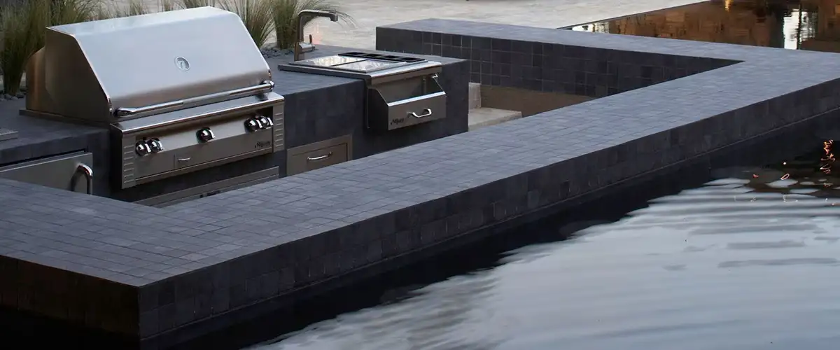 Daltile Slate Outdoor Tile for patios, pools, bbq's and courtyards.