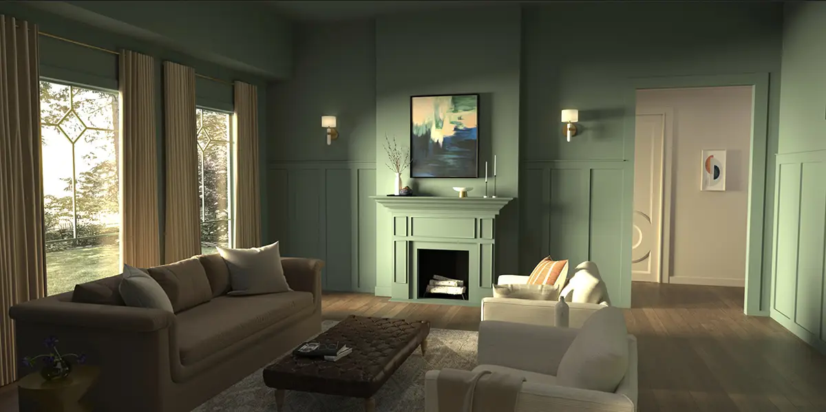 From Behr Paint Color | Color aDrenching example for flooring & interior design choices. 